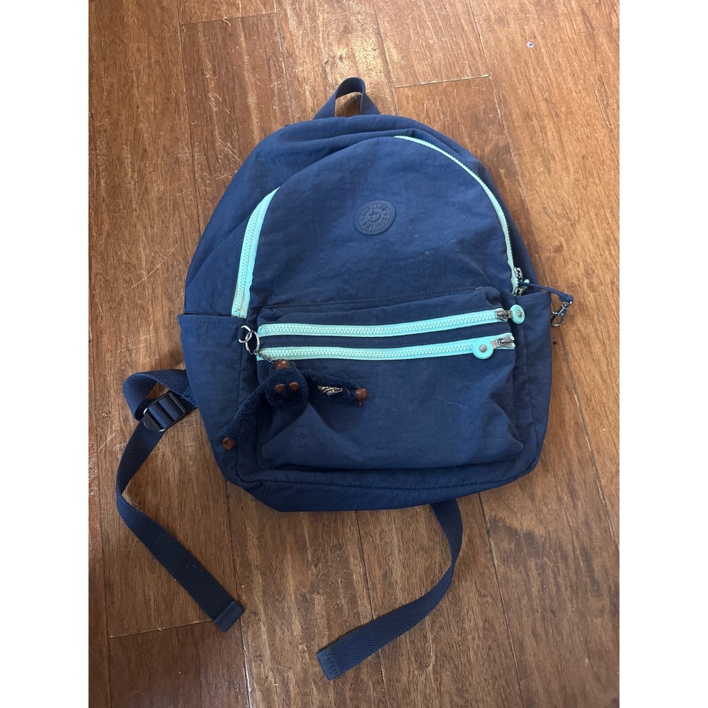 Kipling Seoul Go Small Backpack True Blue Mint Green Nylon Monkey Keychain Bag